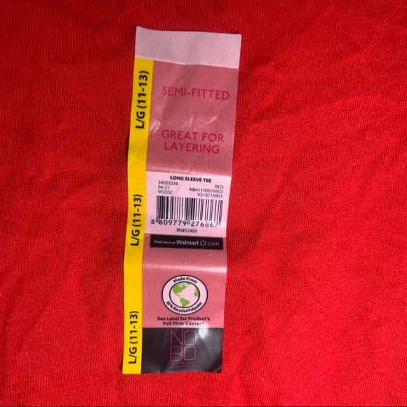 NWT No Boundaries Red Scoop Neck Long Sleeve Tee L - Picture 6 of 9